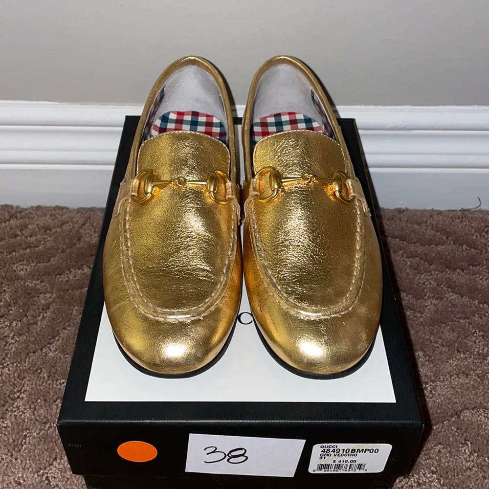 Gold Gucci Girls Loafers